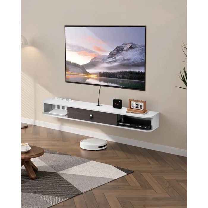Ujuv telekaalus 55", valge, puitlaastplaat