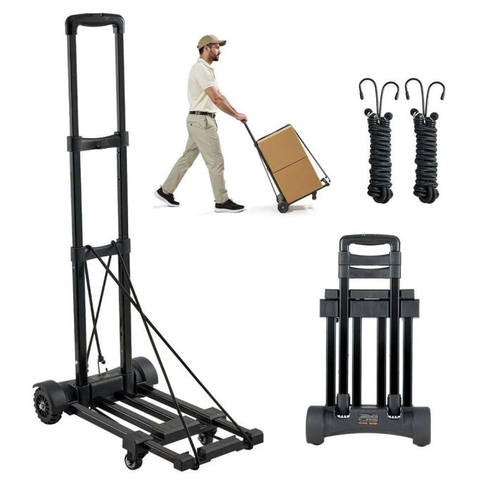 Kokkupandav manuaalne universaalne platvormkäru, 131,5 kg, must, 4 ratast