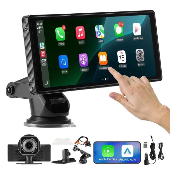 Juhtmevaba autostereosüsteem puutetundliku ekraani, CarPlay ja Android Auto funktsioonidega, 254 mm