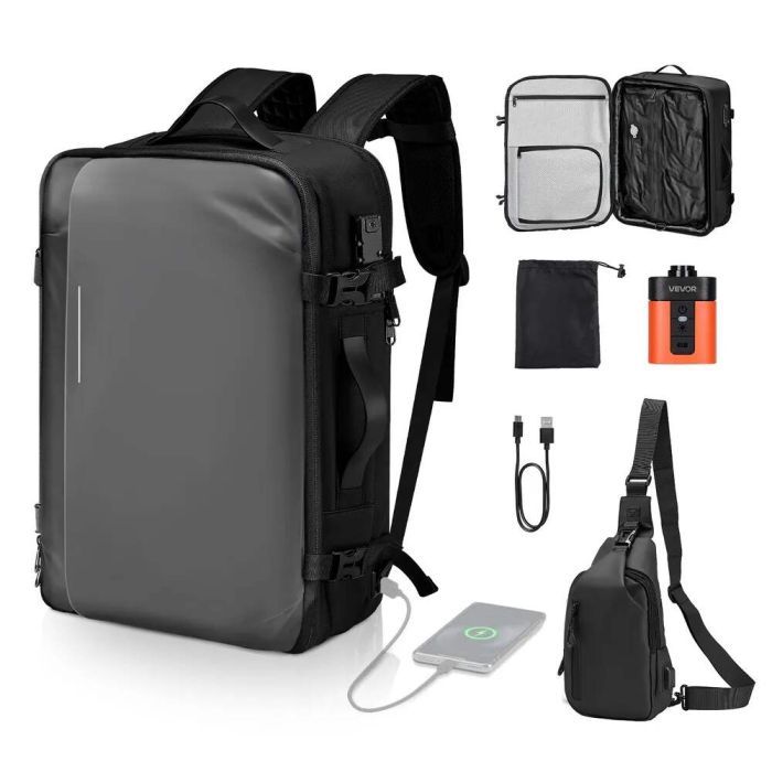 Вакуумный дорожный рюкзак Airback Vacpack 65 л с замком TSA, серый.