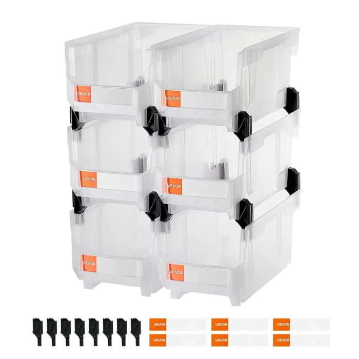 Virnastatavad plastkarbid 37,7x21,5x18 cm, 6 tk, läbipaistvad