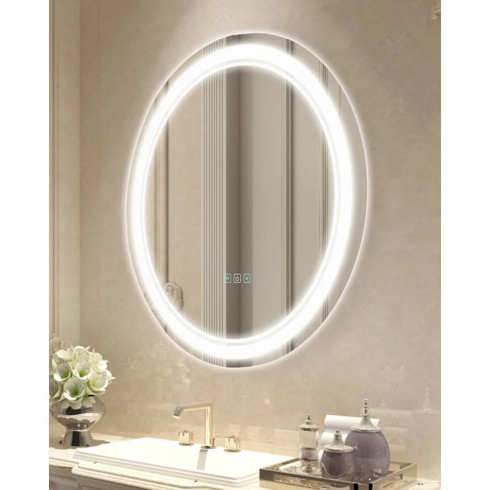 LED-vannitoa peegel, 60 cm, ümmargune, uduvastane, 3 värvitemperatuuri reguleerimisega
