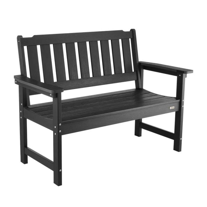Õuepink 128 cm, must, ilmastikukindel, 2-3 inimesele