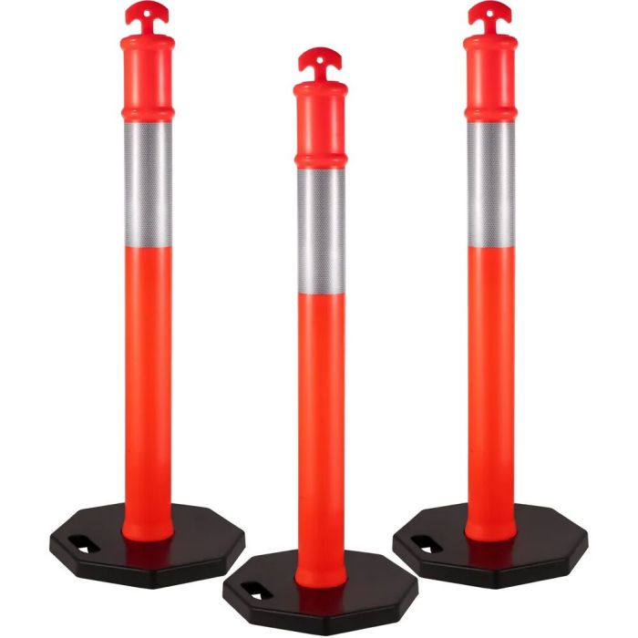 Liiklustõkkepostid, 44 cm, oranžid PE, 3 tk komplekt