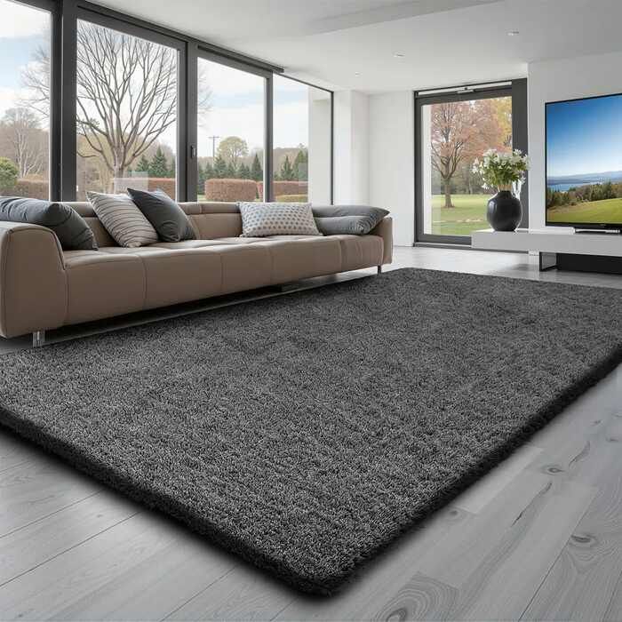 Pehme, ebemevaba vaip, 1,52x2,44 m, tumehall, elutuppa ja magamistuppa