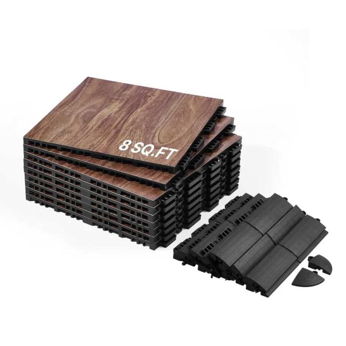 Переносные плитки для танцпола, 12,4 x 12,4 дюйма, 9 штук, узор под дуб.