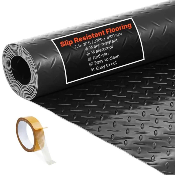 Garaažipõrandamatt, PVC, must, 2,28x6,1 m, paksus 2,2 mm