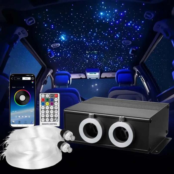 Starlight laevalgustite komplekt, 900 tk, 9,8 jalga, Bluetooth RGBW fiiberoptilised tuled