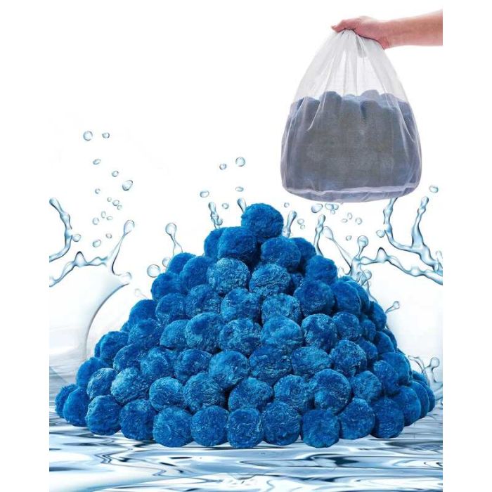 Liivfiltri basseinifiltripallid, 1,4 kg, sinine polüesterkiust filtermaterjal pesukotiga