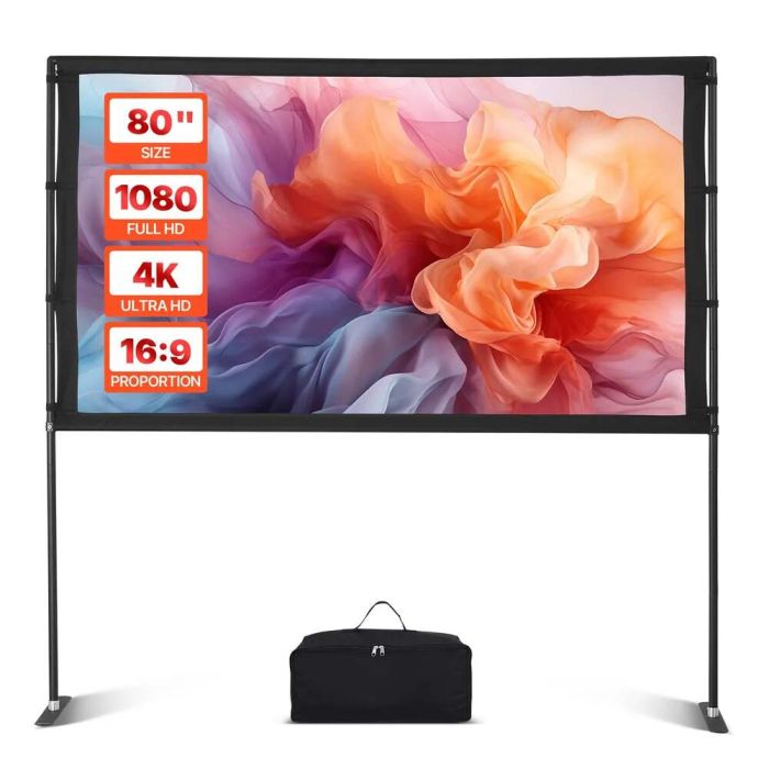 Projektori ekraan alusega, 80", 16:9, 4K HD, kaasaskantav, sise- ja välistingimustes kasutamiseks
