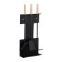 Komplektis 3 kaminatööriista ja alus 66x28x11cm., must/helepruun