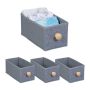 Komplektis 4 kokkupandavat kasti 12,5x14x27,5cm, hall/helepruun