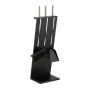 Komplektis 3 kaminatööriista ja alus 72x23x17cm., must/hõbe