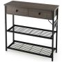 Konsoollaud 81x30x81cm, tumehall/must