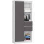 Kontoririiul AKORD R15 CLP, 1 uksega, 2 sahtliga, valge/halli, 80 × 180 × 35 cm