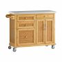 Кухонный остров на колесах 107x46x92см., светло-коричневого/серебристого цвета