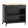 Ratastel köögikapp 98x58x94cm., must/heledapruun värv