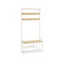 Riidepuuraua kingalaua ja 9 konksuga, 30 x 85 x 180,5 cm, tamm - valge
