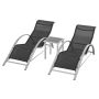 2 päevitustooli komplekt lauaga Outsunny, must/hõbedane
