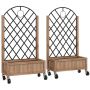 Комплект из 2 приподнятых грядок с рейками Outsunny 52x25x97 см, светло-коричневый/черный.
