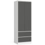 Riidekapp NORE S, valge/tumehall