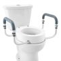 Kõrgendatud WC-poti kaas 9,5 cm, alumiiniumist käsipuu, EVA-polster, puuetega inimestele