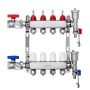 4-haruline roostevabast terasest PEX küttekollektor, 1/2" adapterid