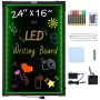 LED-kirjutustahvel, 24x16 tolli, kriidimarkerite ja puldiga