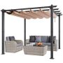10'x10' alumiiniumist õuepergola väljatõmmatava varikatusega, beež