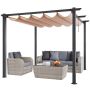 10'x10' õuealumiinium pergola väljatõmmatava varikatusega, beež