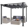 10'x10' alumiiniumist väljatõmmatav õuepergola varikatusega, hall