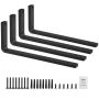 L-kujulised terasest riiuliklambrid, mattmustad, 16x6 tolli (4 tk)