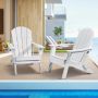 Adirondacki plastist aiatoolid, 2 tk, valged, kokkupandavad, topsihoidjaga