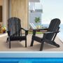 Комплект уличных кресел Adirondack, пластиковые, черные, 2 шт., складные, с подстаканником.