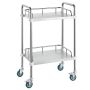 Laborikäru ratastega, 2 riiulit, roostevaba teras, 385x548x865 mm