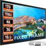 120-tolline fikseeritud raamiga 16:9 projektori ekraan 4K HDTV kinole