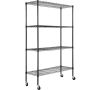 Ratastega laoriiul, metall, 4 riiulit, kandevõime 700 naela, must, 47x18x74 tolli
