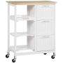 Köögikäru Homcom 67x37x87cm, valge/heleda pruuni värvi