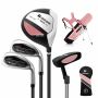 Set of 3 golf clubs with bags, assorted colors