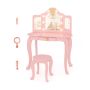 Children's dressing table with chair, pink