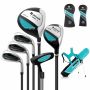 Set of 5 golf clubs with bags, assorted colors