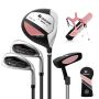 Set of 3 golf clubs with bags, assorted colors