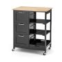 Kitchen island on casters 67x37x82.5cm, black/light brown