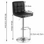 Set of 2 bar stools 43x42.5x116.5cm., silver/black
