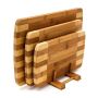 Set of 3 cutting boards and stand, light brown