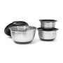 Set of 3 bowls with lids, silver/black