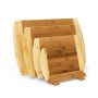 Set of 4 cutting boards and stand, light brown