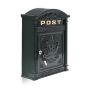 Antique mailbox 44.5x31x95cm., green/gold color