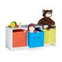 Bench with 3 compartments 35.5x81x29cm., orange/blue/yellow/white
