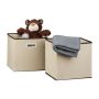Set of 2 folding boxes 30x30x30cm., cream/beige/brown